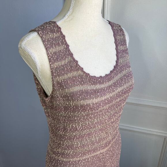 Laura Yang 70s Vintage Mod Swing Dress Purple Knit Eyelet Women's Size Medium - Picture 4 of 14